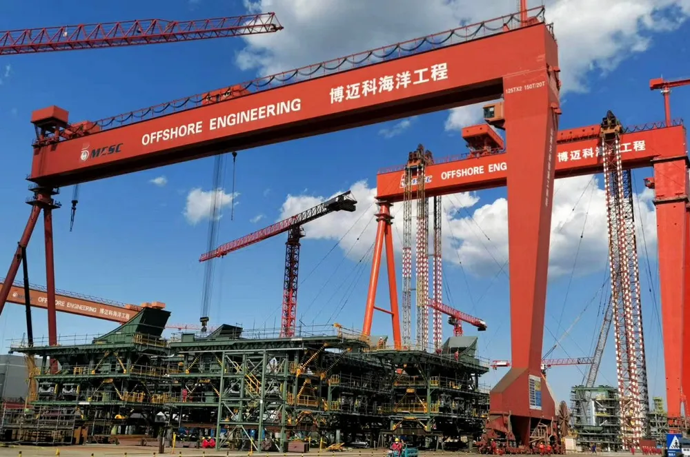 At the yard: Bomesc's facility in Tianjin, China.