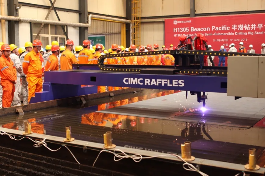 Cutting steel: construction has started on the semi-submersible Beacon Pacific at CIMC Raffles yard