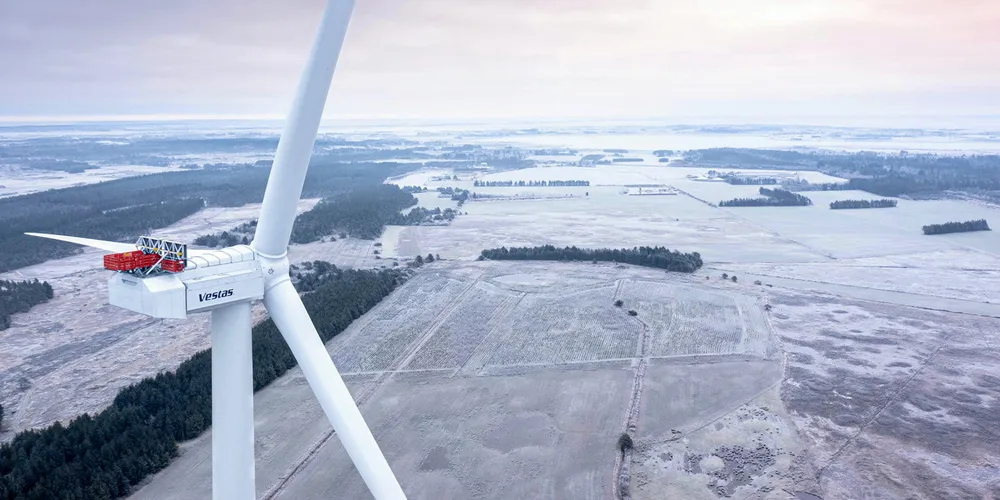 The first Vestas V236-15.0MW wind turbine at the Østerild Wind Turbine Test Center in Northern Jutland, Denmark.