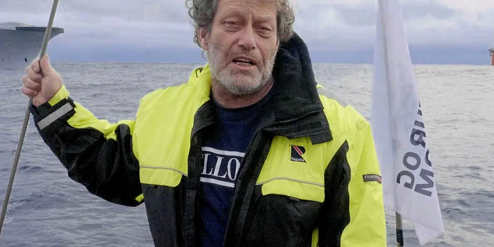 SEIER: Bellona-leder Frederic Hauge, her om bord i aksjonsfartøyet, «Kallinika», mener at manglende oljefunn på Trænarevet vil fremtvinge varig vern av både LoVeSe, og Nordland 5, som Trænarevet er en del av.