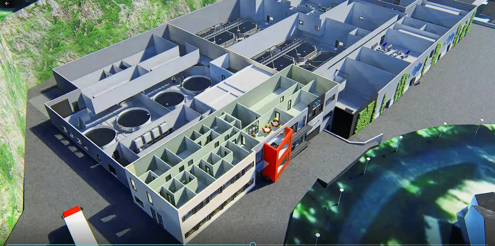 Totalt bygges det 9.700 m2 ny bygningsmasse vedsiden av det eksisterende anlegget på + 3.500 m2. Det gir totalt 14.300 m3 karkapasitet.