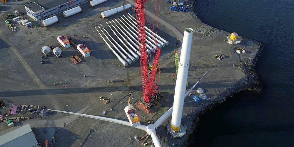 The Siemens SWT-6.0-154 turbines are currently being fitted to their towers. Pic: Statoil