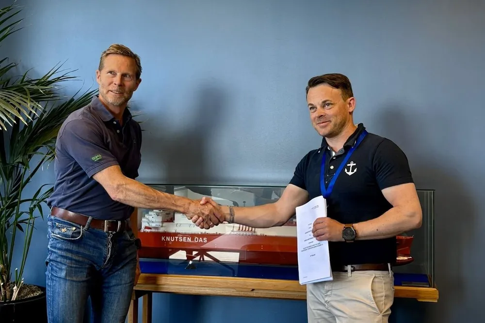 F.v. Pål Tangen (Norges Rederiforbund) og Marius Mandal Bårdsgjerde (NSOF)