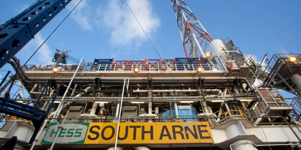 Production platform on South Arne gas field in Danish North Sea