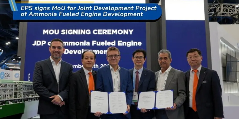 At Gastech 2024, Eastern Pacific Shipping signed an MoU with Samsung Heavy Industries, Hanwha Engine and MAN ES to develop ammonia-powered container ships.