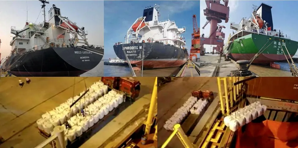 Coca-Cola has hired (from top left) the bulkers Weco Lucilia C, Aphrodite M and Zhe Hai 505, according to a photograph posted on social media.