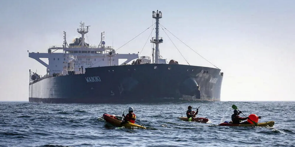 Greenpeace Denmark made the first of a series of peaceful protests in March.