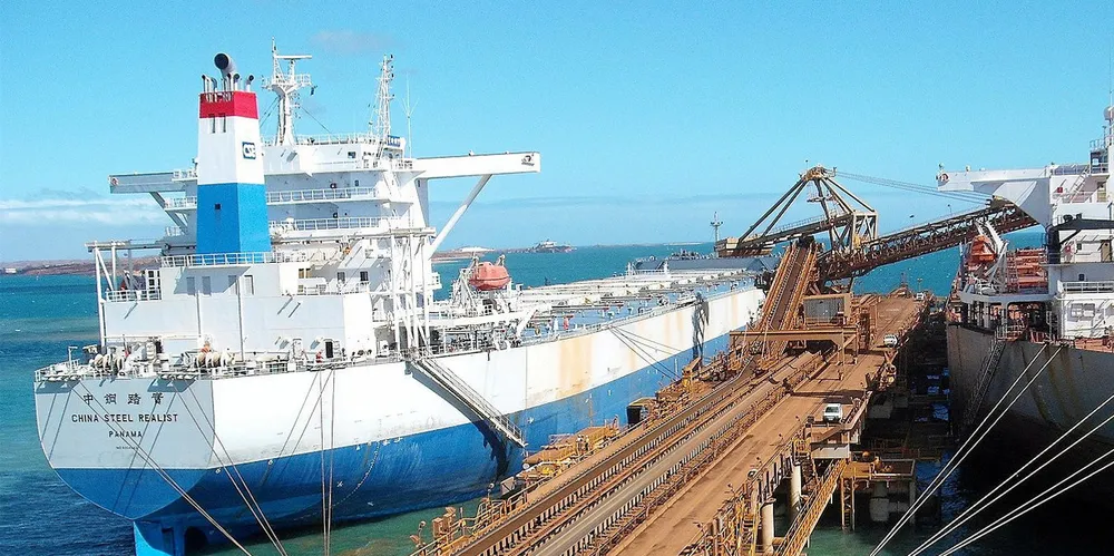 The 203,512-dwt China Steel Realist (built 2007), left, is moored at Australia's Dampier Archipelago. The ship is being sold by China Steel Express, according to broker reports.