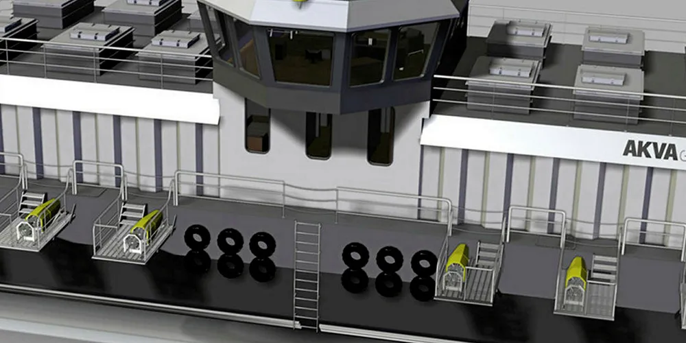 A mock-up of Laxar Fiskeldi's new feed barge built by Akva Group.