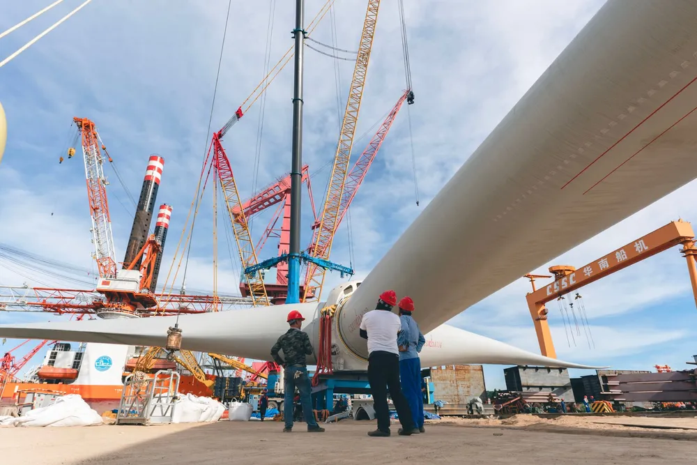 Mingyang wind turbine components in China.