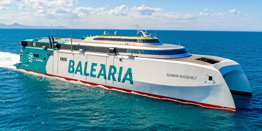 Balearia’s Eleanor Roosevelt ropax is claimed to be the world’s first LNG-fuelled fast ferry.