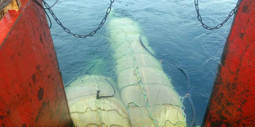 Raudåte-tråling foregår med svært finmasket bruk. Fiskerne er redd for at fiskeyngel og ?larver følger med som bifangst. Raudåtetrålerne understreker at fisket er nøye overvåket av nettopp slike årsaker, uten at det så langt er funnet grunn til å slå alarm. Arkivfoto: Snorre Angell, Calanus A/S.