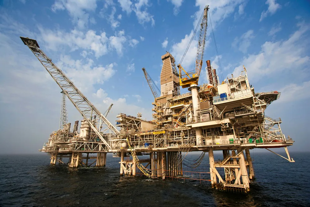View of the Central Azeri platform, which is located off the coast of Azerbaijan, in the Caspian Sea