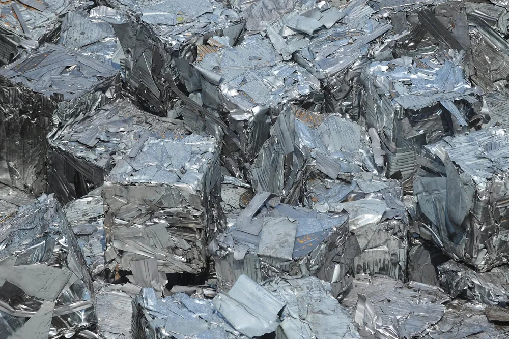 Cubes of recycled aluminium.