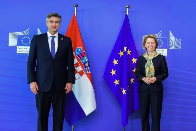 Croatian prime minister Andrej Plenković with president of the European Commission, Ursula von der Leyen