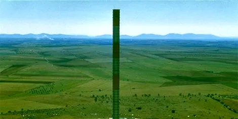 An artist's impression of a solar updraft tower