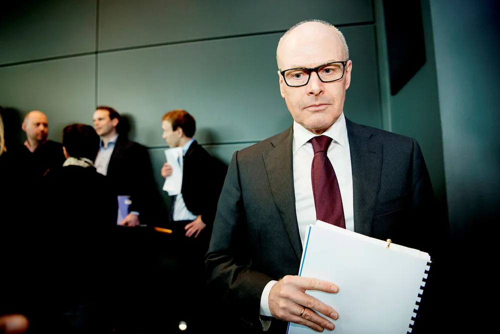 Morten Karlsen Sørby (60) ble takket av med en sluttpakke på 7,1 millioner kroner etter 26 år i konsernet. Her fra en tidligere kvartalspresentasjon hos Telenor på Fornebu.