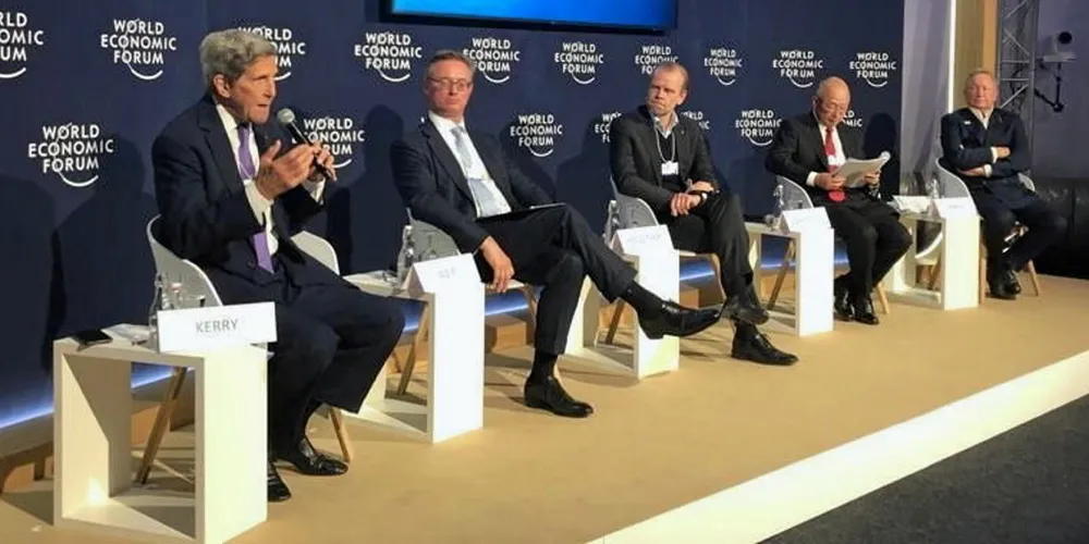 John Kerry, the US special presidential envoy for climate, addresses Yara International’s affiliate session on shipping decarbonisation at Davos on Monday.