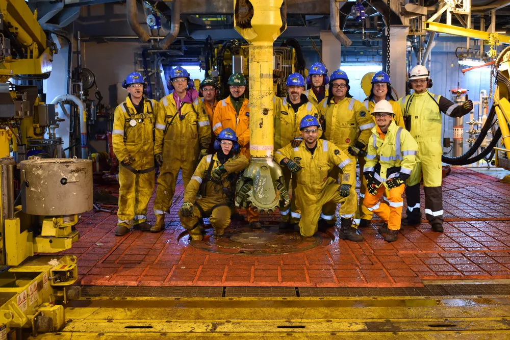 Bit of action: crew on Noble Lloyd George at Mariner
