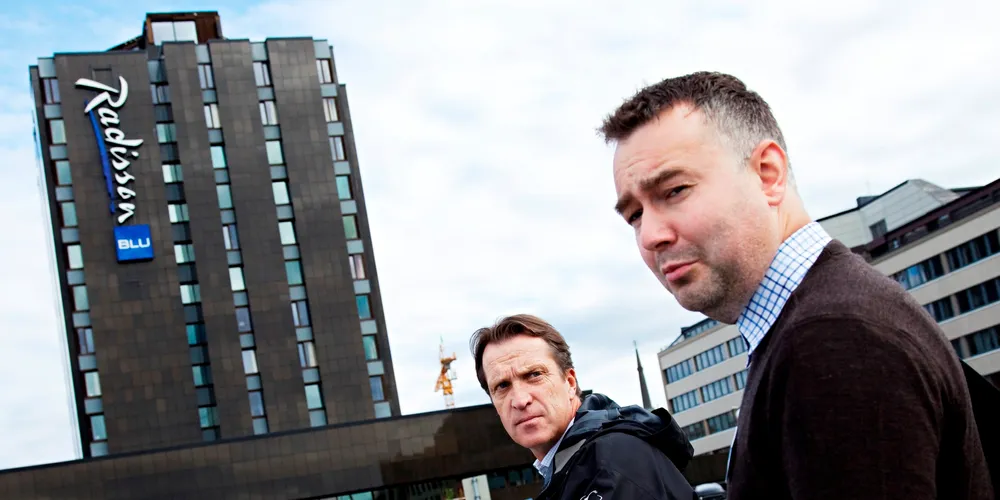 Snorre Jonassen (in front) with Cermaq CEO Jon Hindar