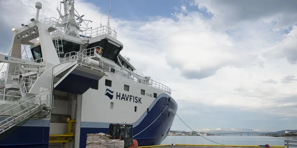 Havfisks «Gadus Poseidon» losser i Tromsø. Arkivfoto: Lars Åke Andersen