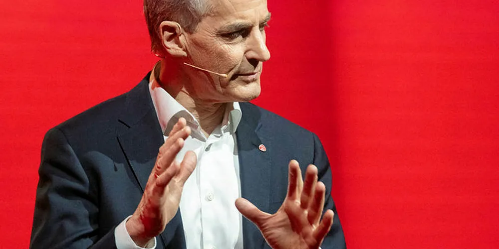 TALE: Jonas Gahr Støre nevnte ikke sjømatnæringen som en fremtidsnæring fra talerstolen på landsmøtet i Ap.