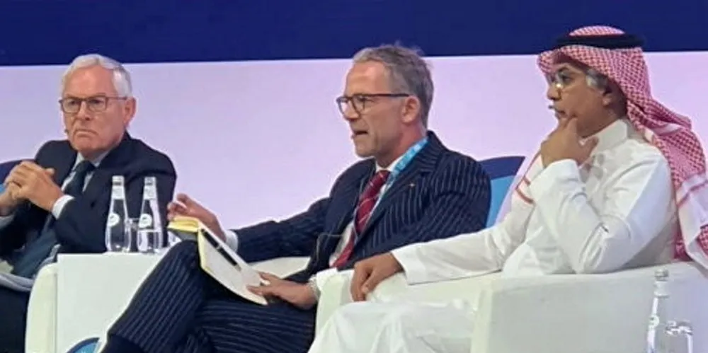 Columbia Shipmanagement CEO Mark O’Neil addresses the Saudi Maritime Congress.