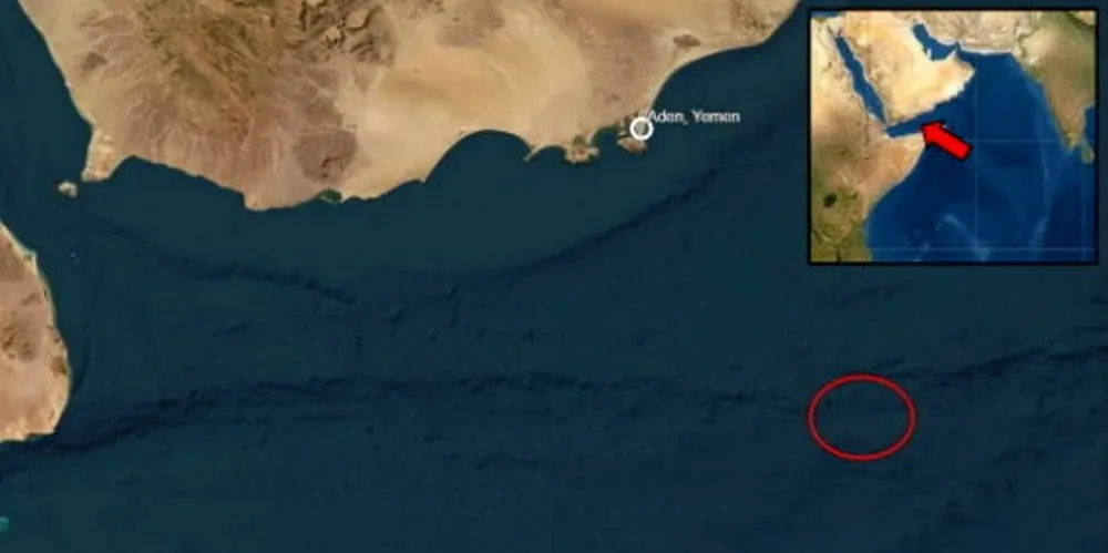 The location of the latest Houthi attack in the Gulf of Aden.
