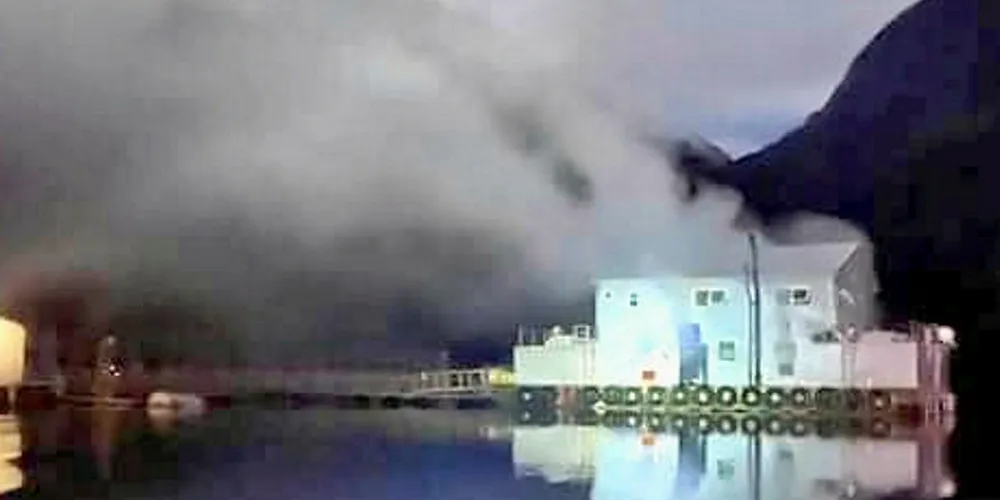 The alarm was raised on the Ventisqueros pontoon in Chile in the early hours of Sunday.