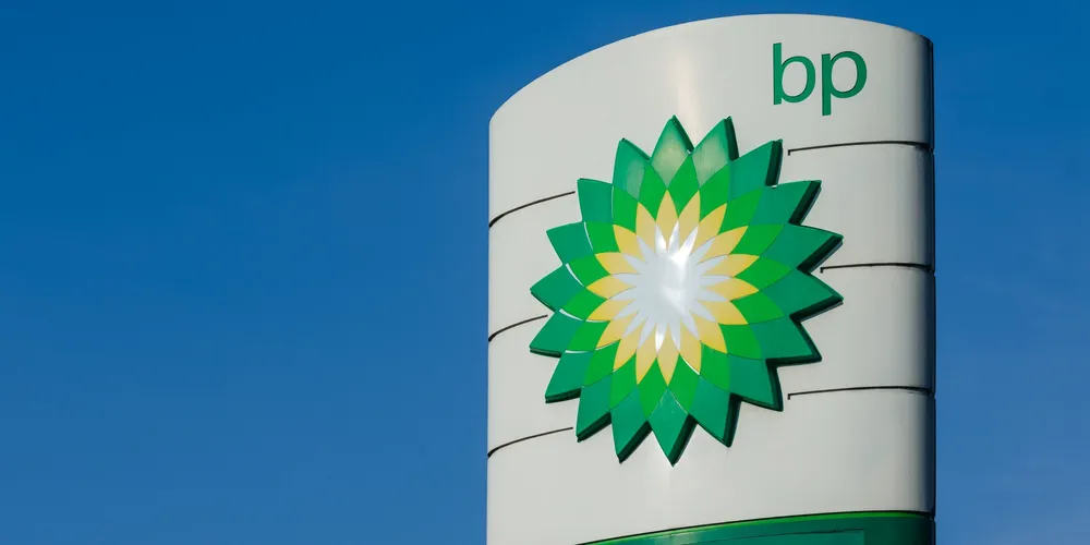 The BP logo at a gas station