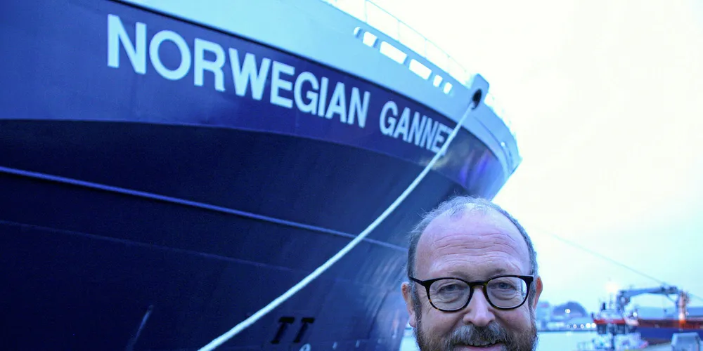 Slaktebåten Norwegian Gannet hadde dåp og åpen båt 17. november i Bergen. Administrerende direktør Carl Erik Arnesen i Hav Line som eier båten.