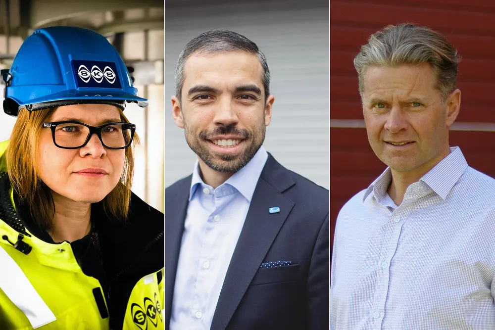Fra v: Liina Veerme (SKS), Pablo Barrera (Haugaland Kraft) og Vebjørn Haugen (Fjellnett)