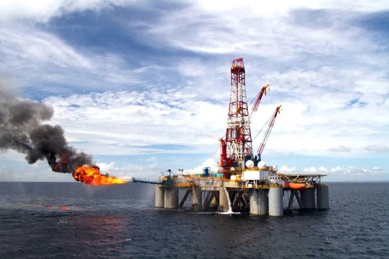 Indonesia: the semi-submersible rig Ocean General flares gas from the South Kecapi-1 exploration well in the Bontang production sharing contract