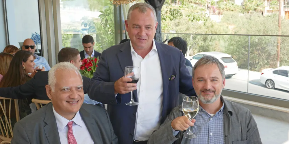 From left: Loukas Barmparis, president of Safe Bulkers; chief executive Polys Hajioannou; and George Wells, global head of assets & structuring at Cargill International.