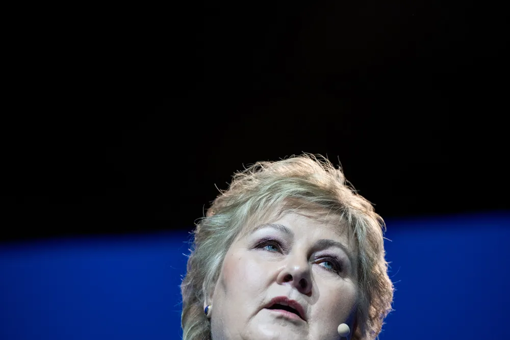 Erna Solberg under Høyres landsmøte.