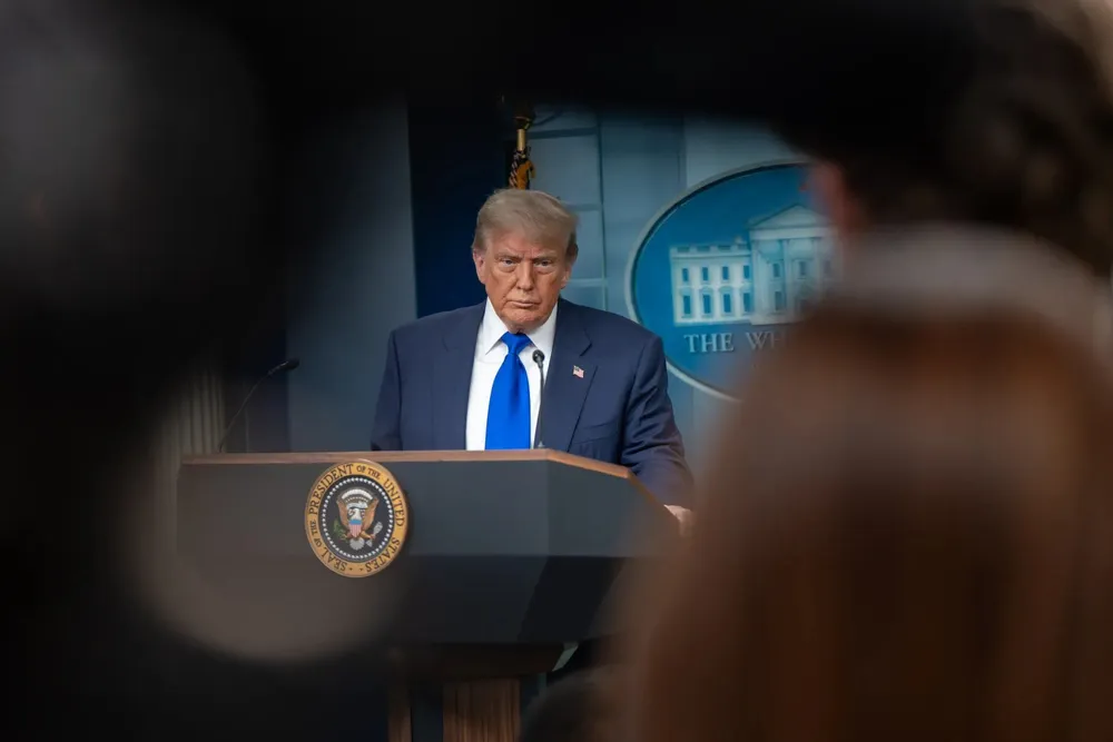 President Donald Trump at a press conference