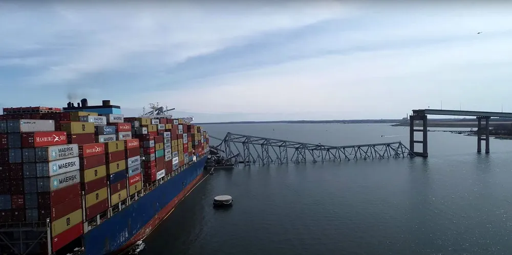 The Dali following the Baltimore bridge crash.