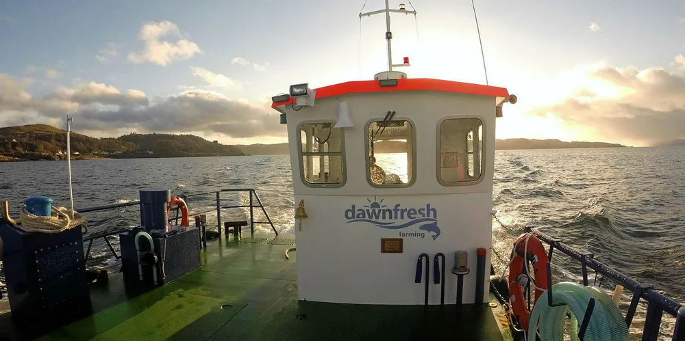 Dawnfresh Seafoods boat, the Falls of Lora in Loch Etive.