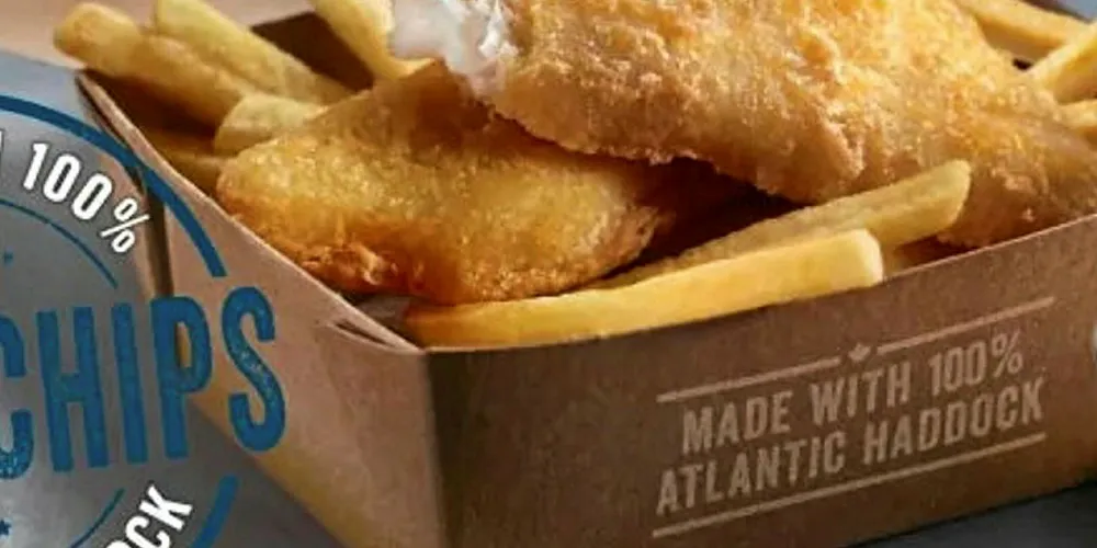 McDonald's haddock fish and chips meal.