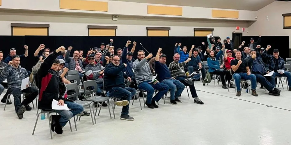 Unionised St Lawrence Seaway workers, represented by union Unifor, celebrate ratification of new three-year labour deal. The new contract provided annual pay raises and a $2,000 signing bonus.