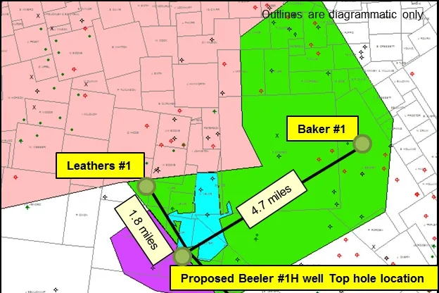 Richland oil project: a map showing the Beeler-1H well location