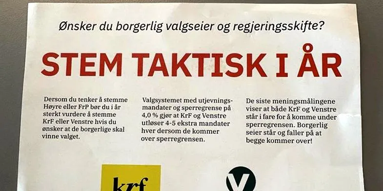 Hasteaksjoner for å hjelpe V og KrF over sperregrensen