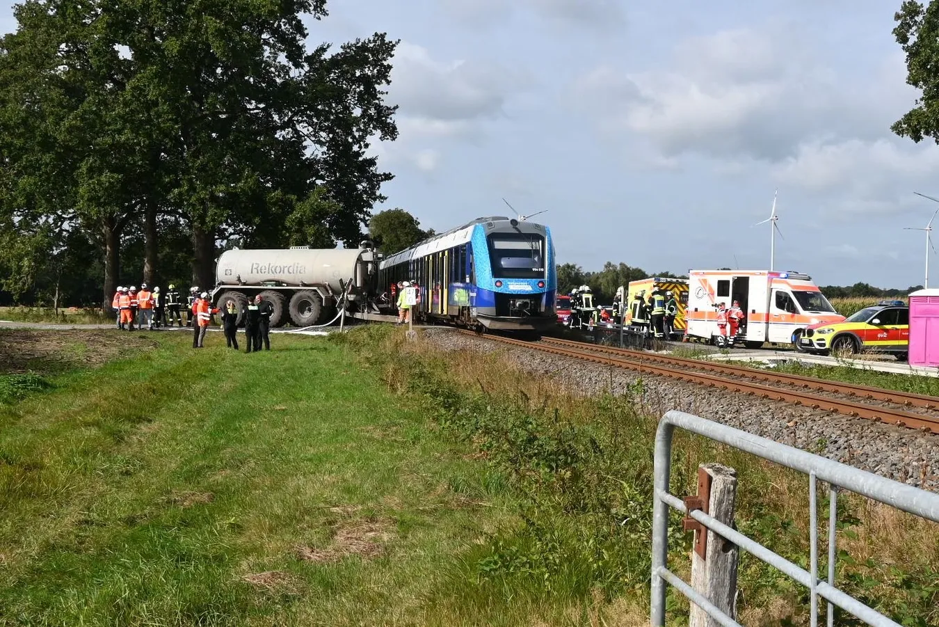 A photograph from the scene of the collision