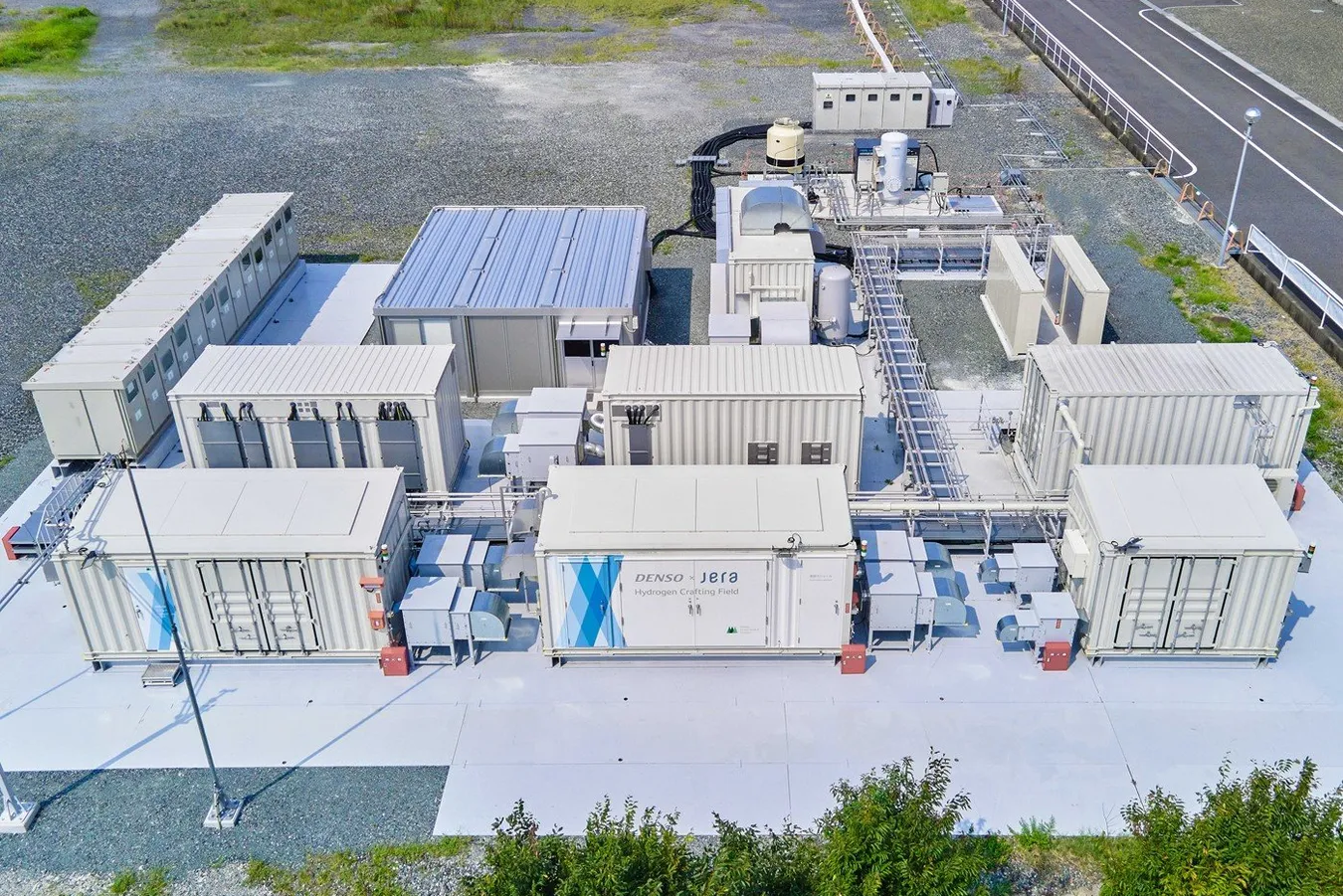 A view of the hydrogen production demonstration facilities at the power plant.