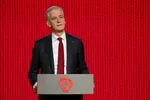Arbeiderparti-leder Jonas Gahr Støre under partiets landsmøte, som i år foregår digitalt som følge av pandemien.