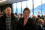 SV-nestleder Torgeir Knag Fylkesnes og fiskeriminister Cecilie Myrseth havnet i debatt om fiskehelse på stortinget onsdag. Her fra da kvotemeldingen ble lagt frem i Tromsø