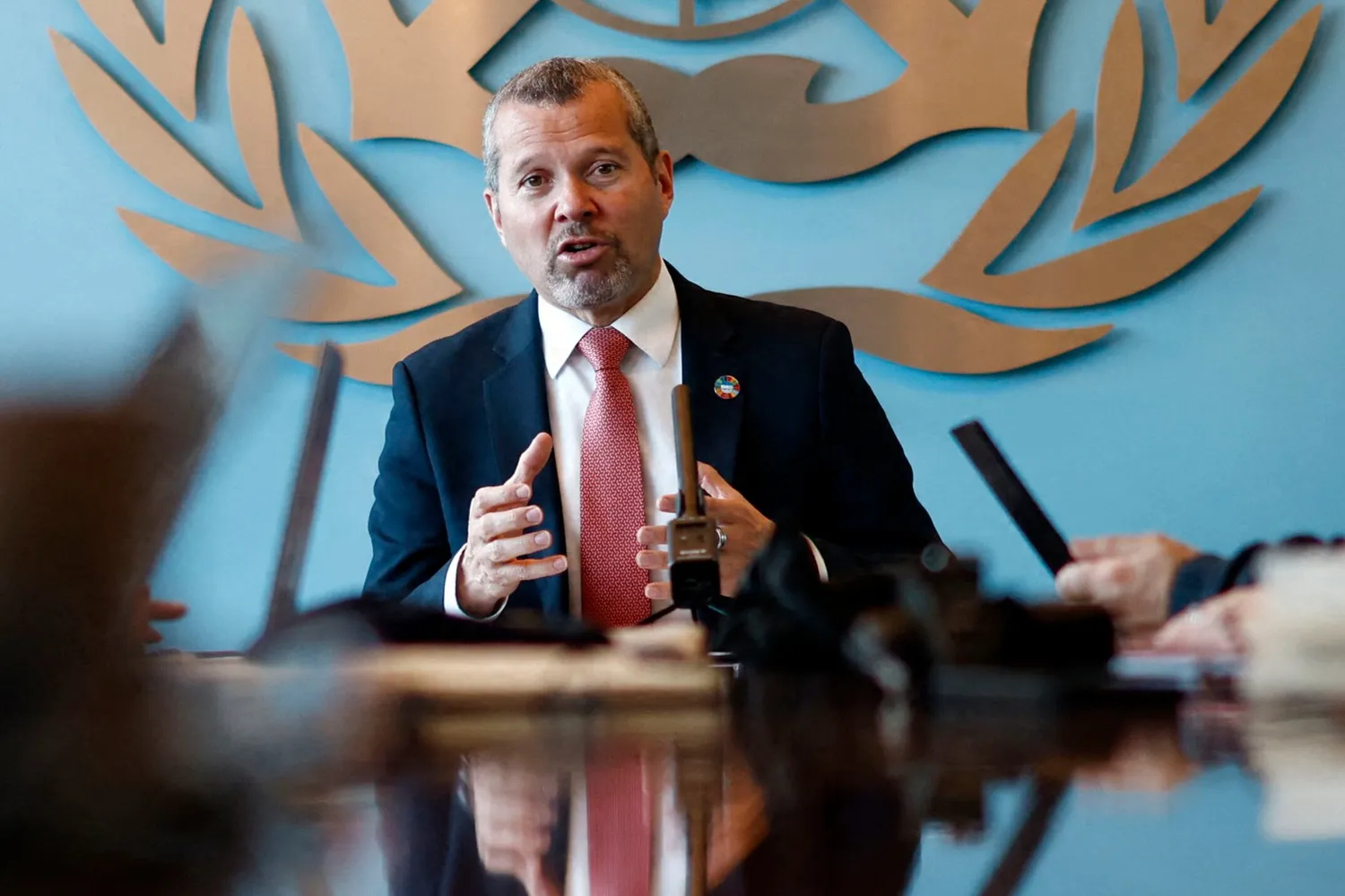 Secretary-General of the International Maritime Organization (IMO) Arsenio Dominguez speaking at the IMO Headquarters, in London, earlier this year.
