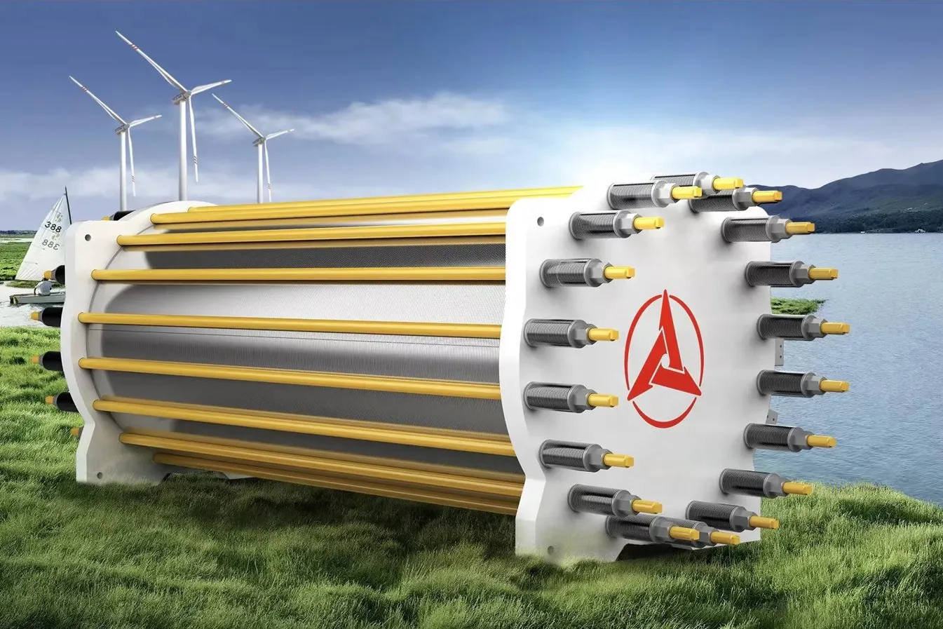 A promotional image of a Sany electrolyser.