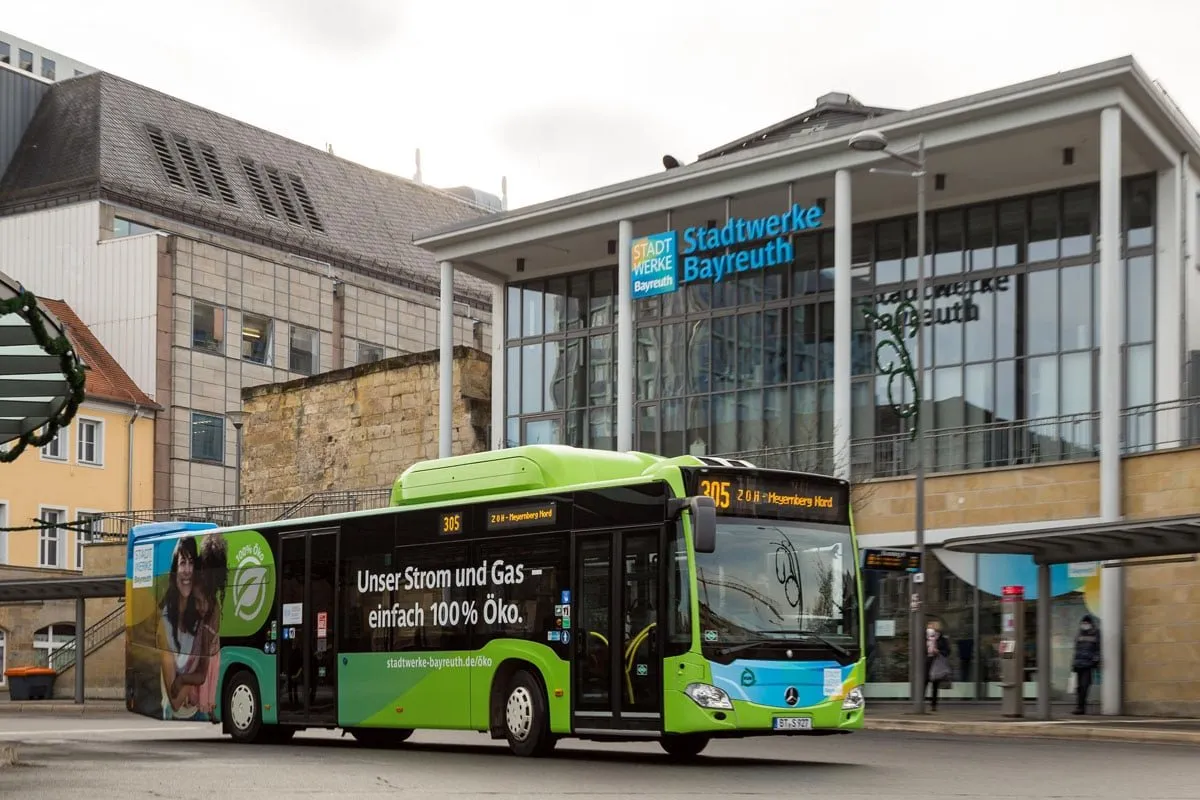 A bus outside Stadtwerke Bayreuth offices