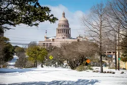 The Texas Capitol in Austin on 15 February 2021 after winter storm Uri blew through